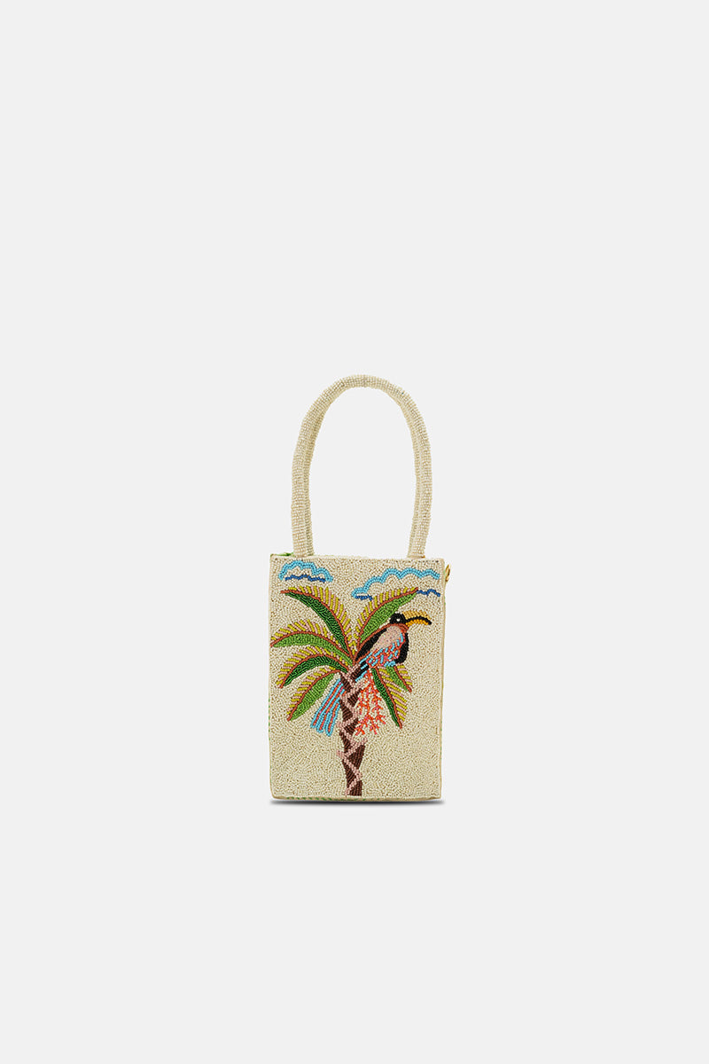 Paradise Palm Bird Handcrafted North South Crossbody Bag | view 1