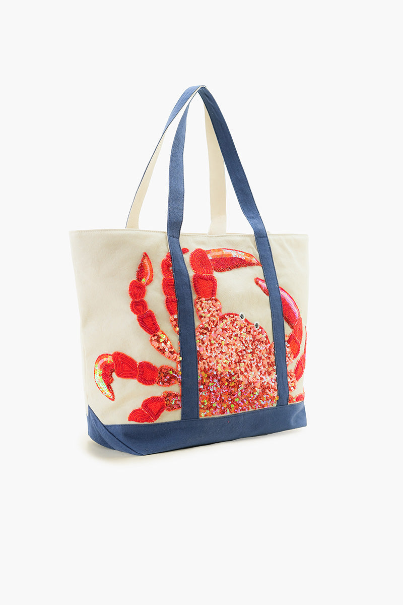 Seaside Crab Hand-Beaded Nautical Boat Tote | View 4