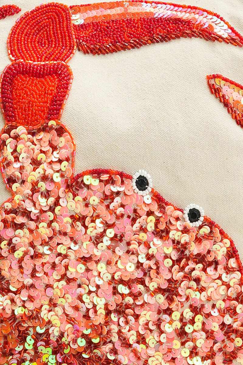 Seaside Crab Hand-Beaded Nautical Boat Tote