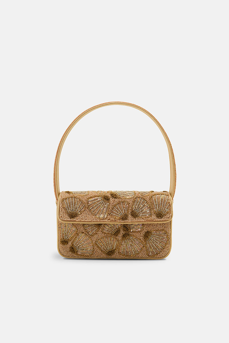 Shimmering Gold Shell Artisan Shoulder Bag | view 1