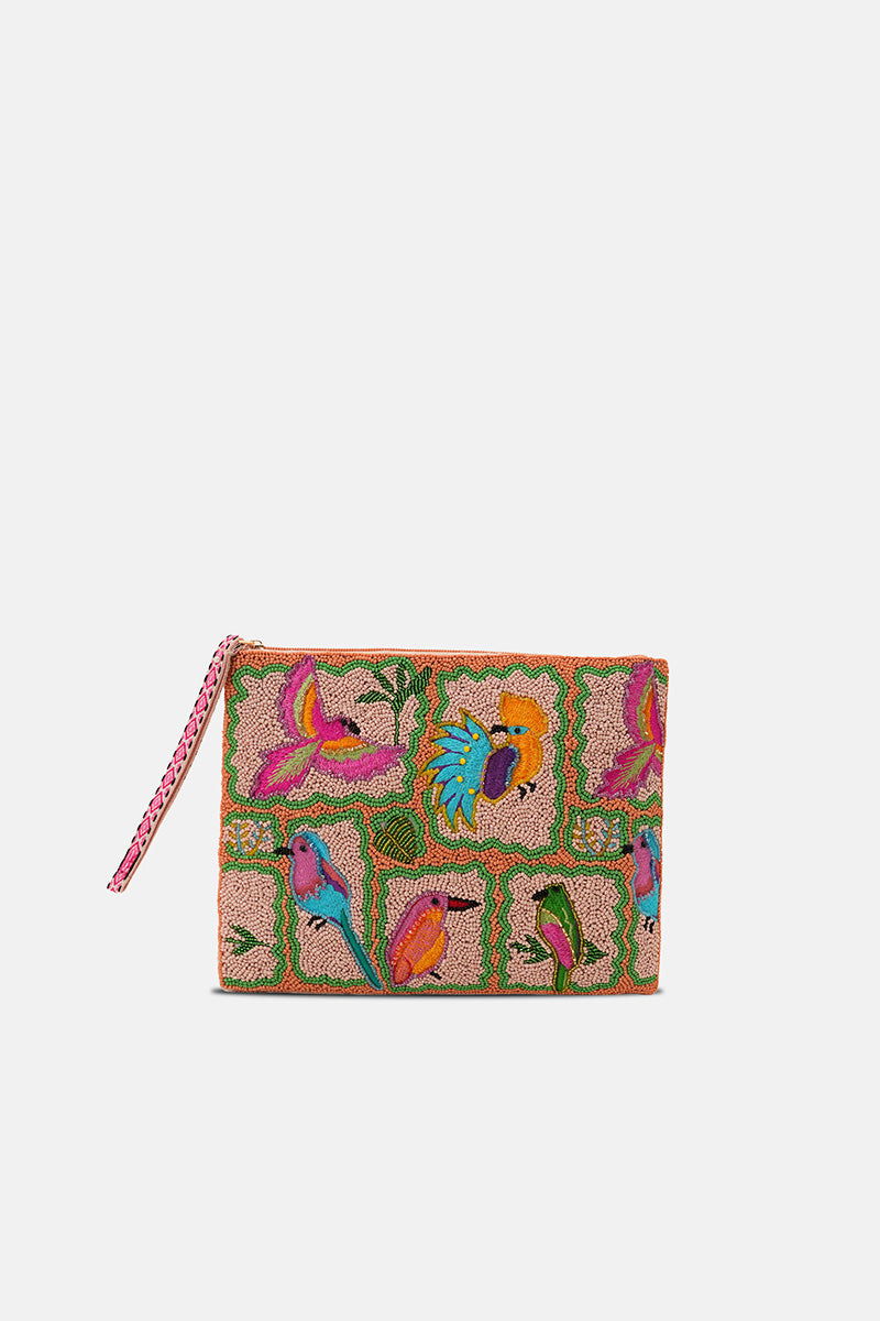 Paradise Found Birds Beaded Wristlet Clutch | view 1