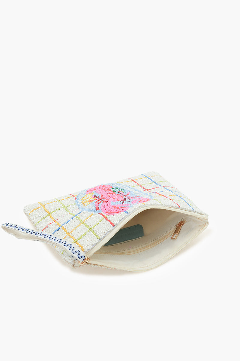 New England Lobster Beaded Wristlet Clutch