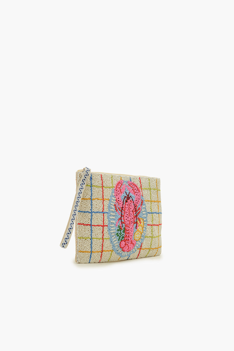 New England Lobster Beaded Wristlet Clutch