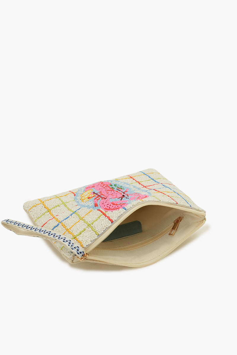 New England Lobster Beaded Wristlet Clutch