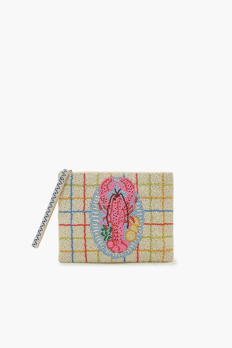 New England Lobster Beaded Wristlet Clutch