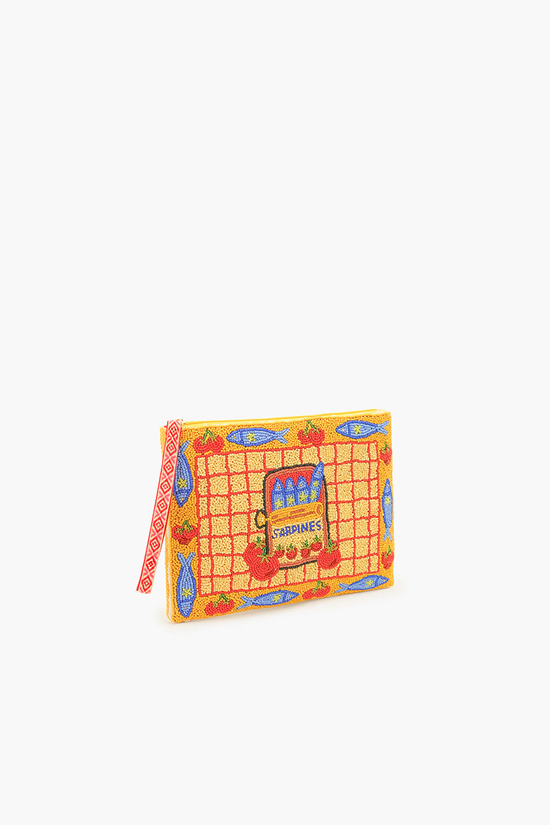 Deep Sea Sardine Beaded Wristlet Clutch