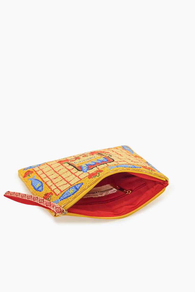 Deep Sea Sardine Beaded Wristlet Clutch