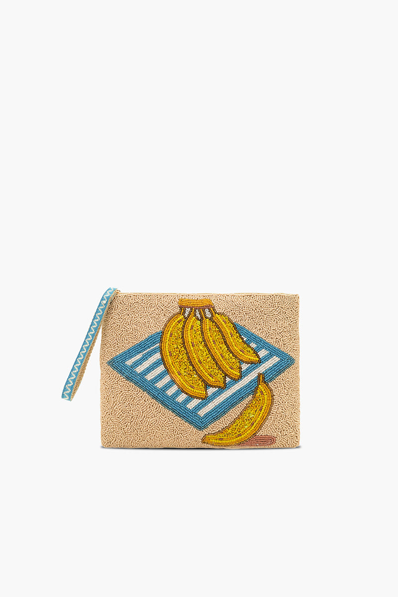 Tropical Harvest Banana Beaded Wristlet Clutch
