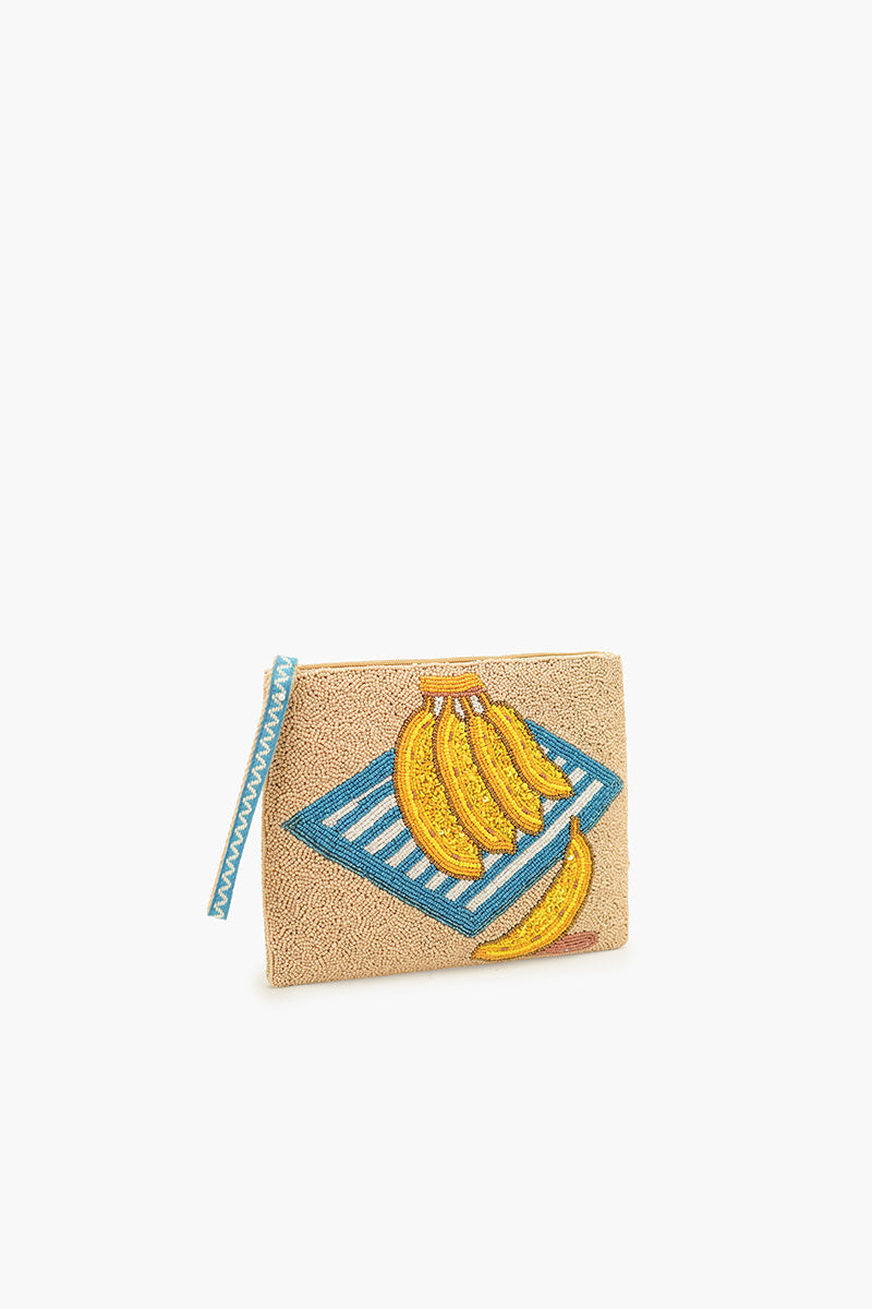Tropical Harvest Banana Beaded Wristlet Clutch