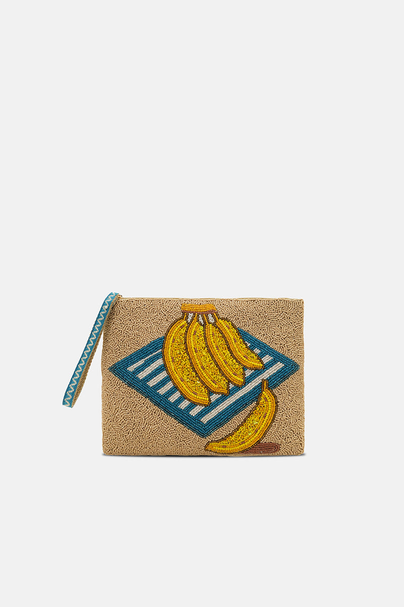 Tropical Harvest Banana Beaded Wristlet Clutch | view 1