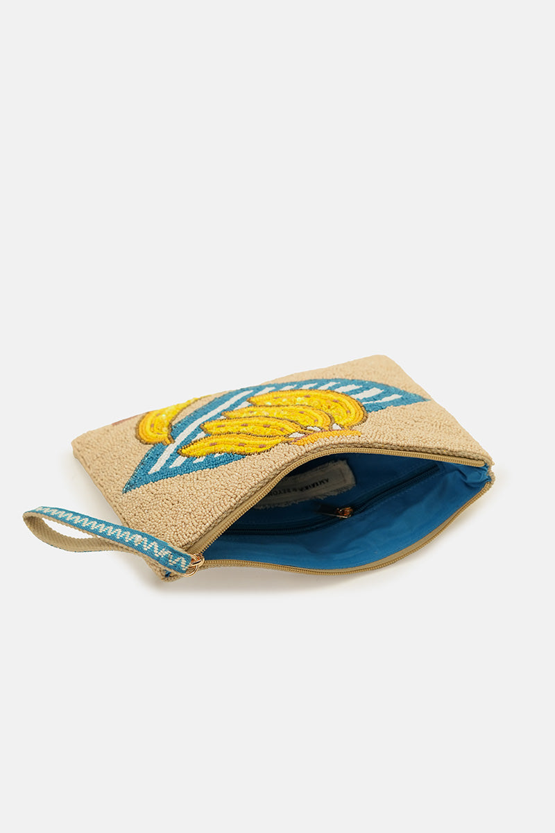 Tropical Harvest Banana Beaded Wristlet Clutch