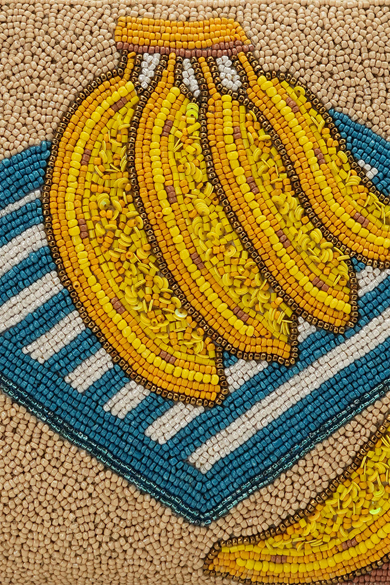 Tropical Harvest Banana Beaded Wristlet Clutch
