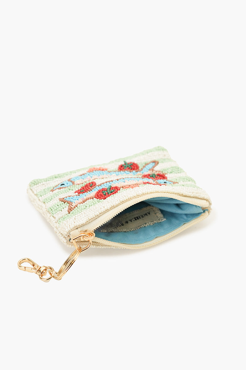 Seaside Stripes Sardine Beaded Coin Pouch
