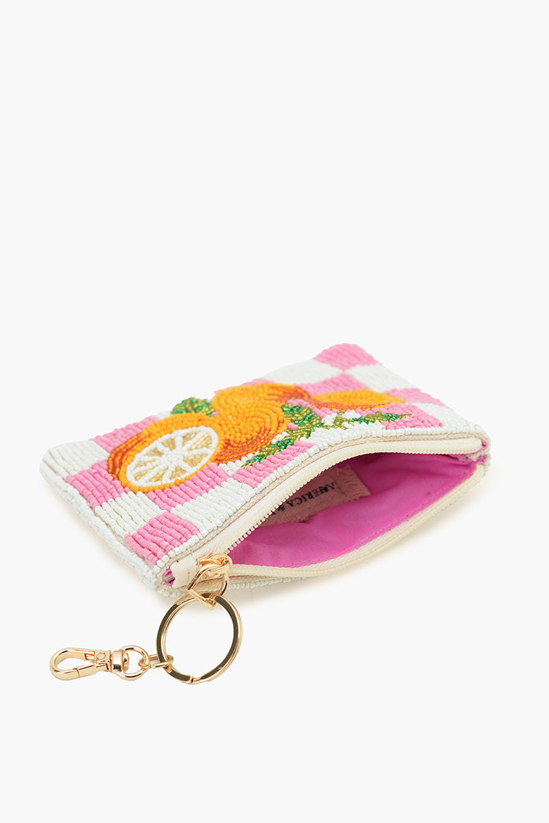 Zesty Orchard Orange Beaded Coin Pouch | View 3