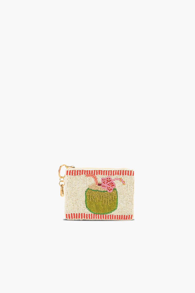 Tropical Harvest Coconut Beaded Coin Pouch