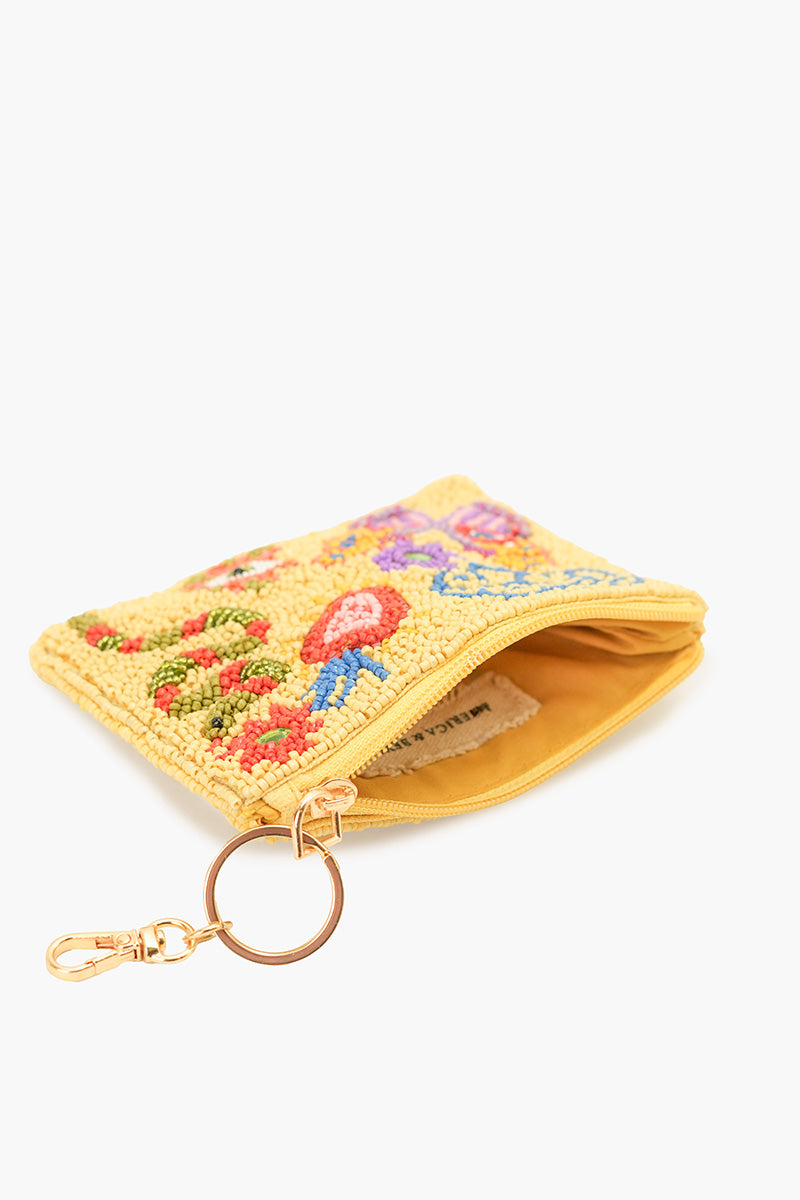 Whimsical Butterfly Beaded Coin Pouch