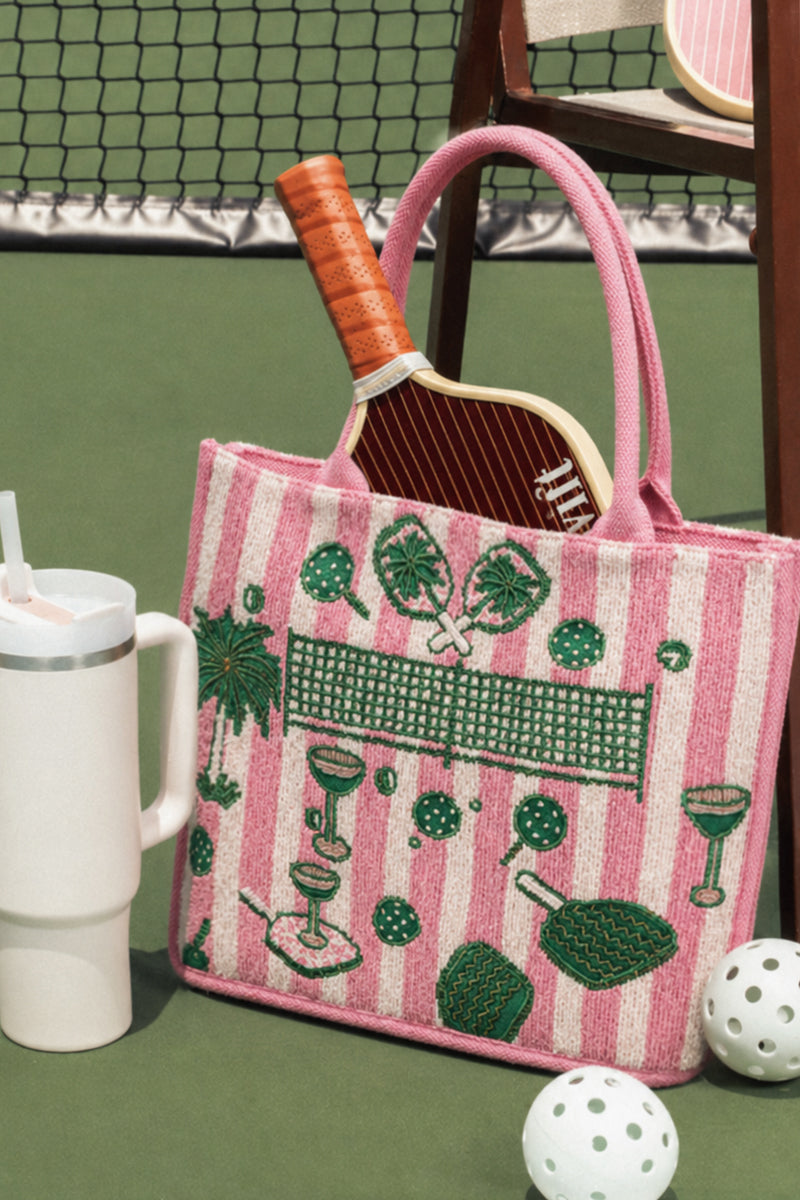 Pickleball Play Hand-Beaded Large Book Tote | view 1
