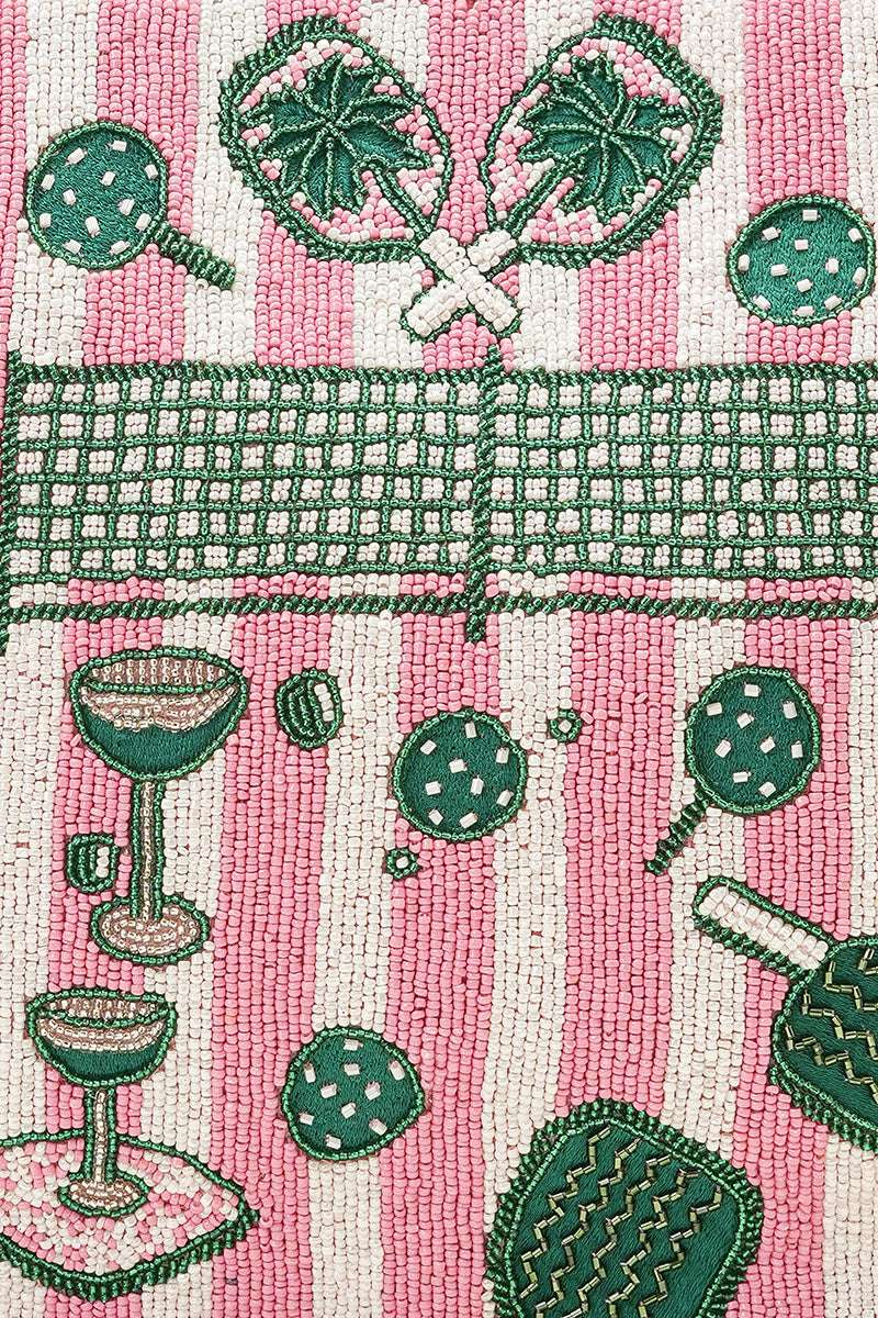 Pickleball Play Hand-Beaded Large Book Tote | View 2