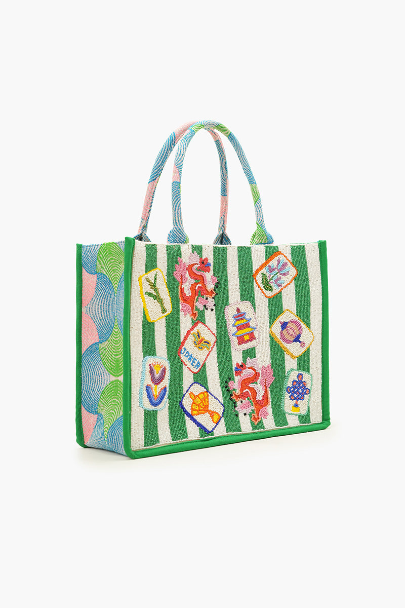 Mahjong Muse Hand-Beaded Large Book Tote | View 3