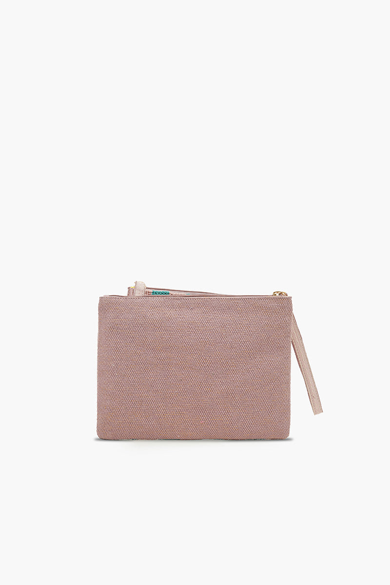 Pickleball Chic Fully Hand-Beaded Top Zip Clutch | View 5