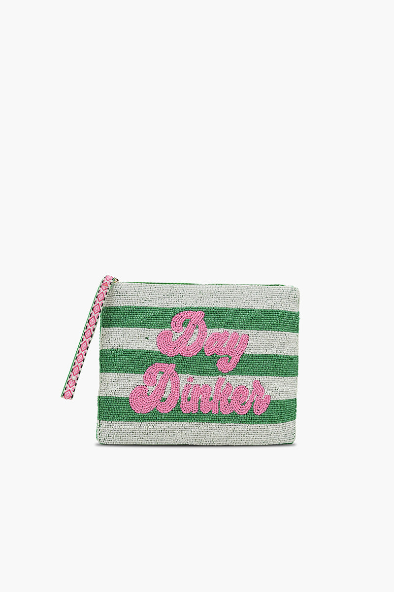 Pickleball Party Fully Hand-Beaded Top Zip Clutch