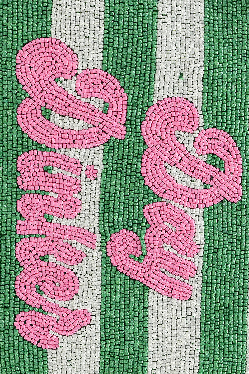 Pickleball Party Fully Hand-Beaded Top Zip Clutch | View 2