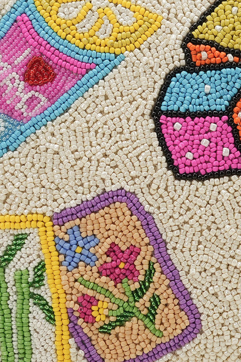 Mahjong Glam Fully Hand-Beaded Top Zip Clutch | View 2