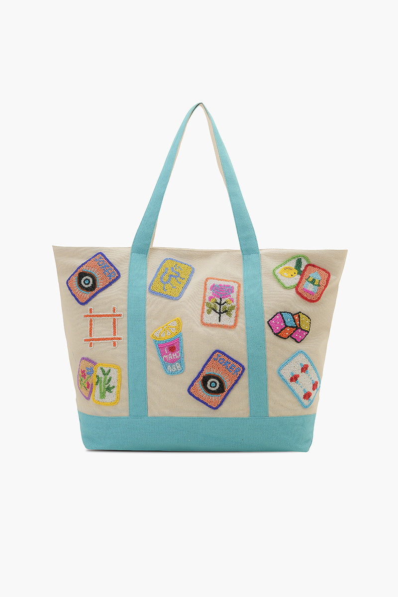 Mahjong Harbor Fully Hand-Beaded Large Boat Tote | View 1