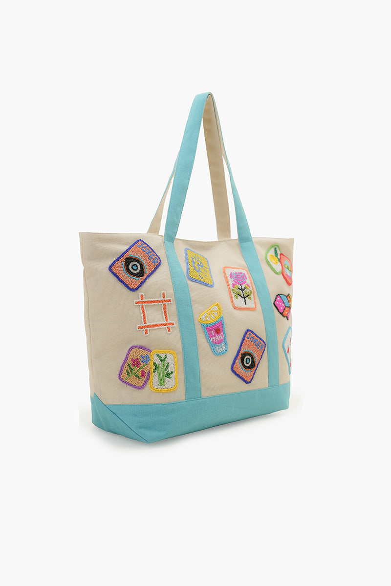 Mahjong Harbor Fully Hand-Beaded Large Boat Tote | View 3
