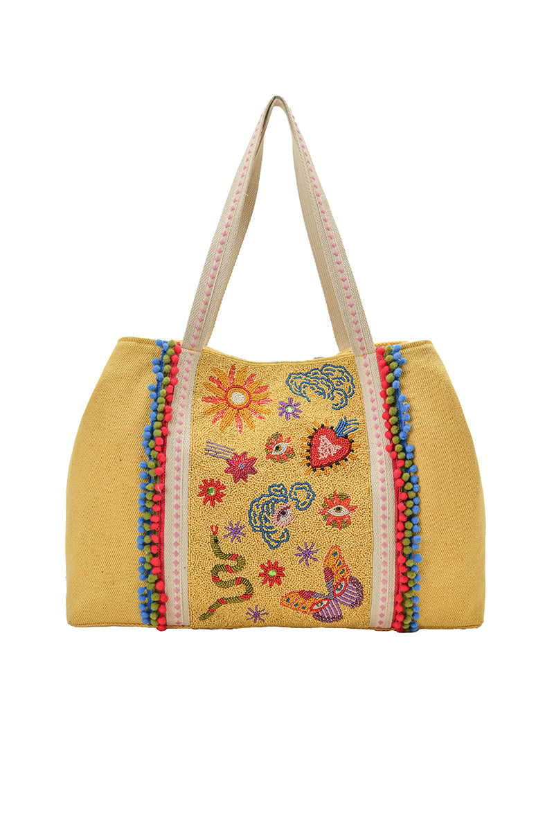Whimsical Butterfly Beaded Oversized Tote | View 1