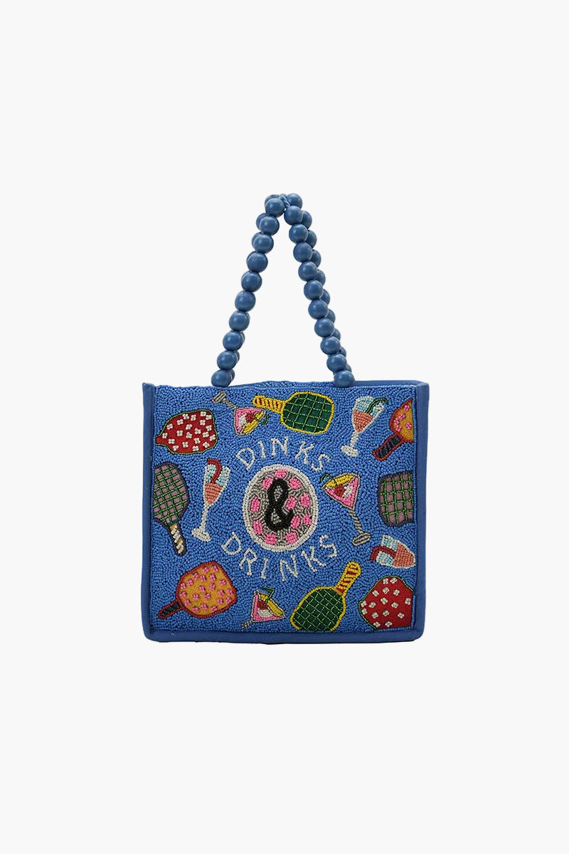Dinks & Drinks Fully Hand-Beaded Large Statement Tote | View 1