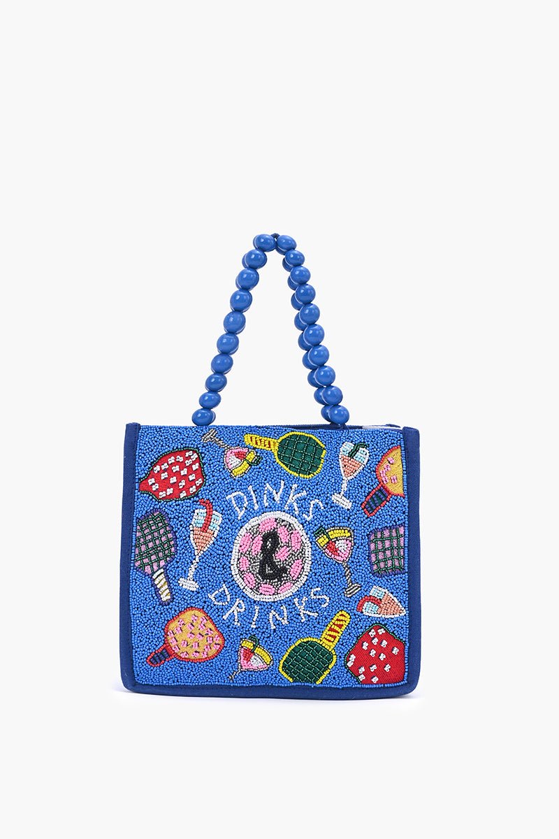 Dinks & Drinks Fully Hand-Beaded Large Statement Tote | view 2