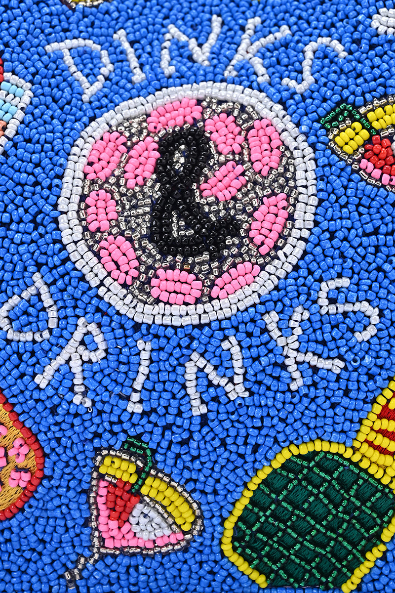 Dinks & Drinks Fully Hand-Beaded Large Statement Tote | View 3