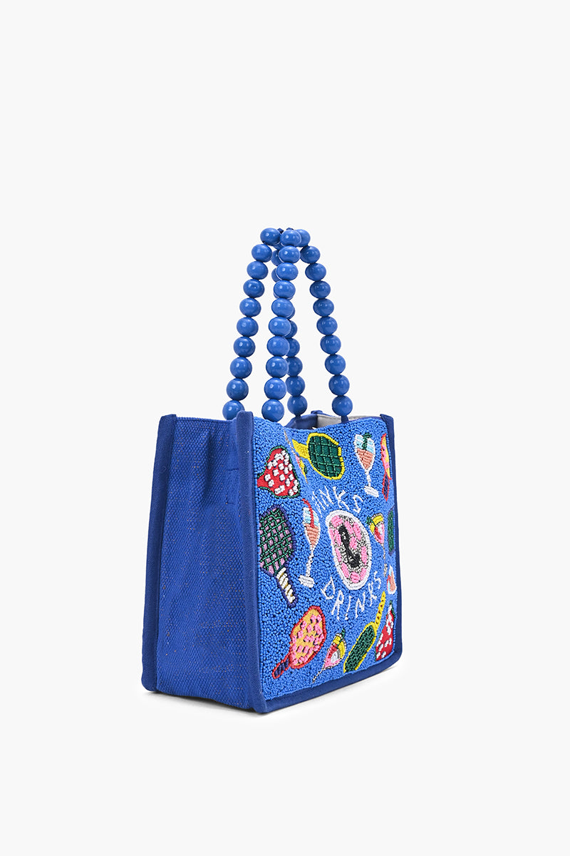 Dinks & Drinks Fully Hand-Beaded Large Statement Tote | View 4