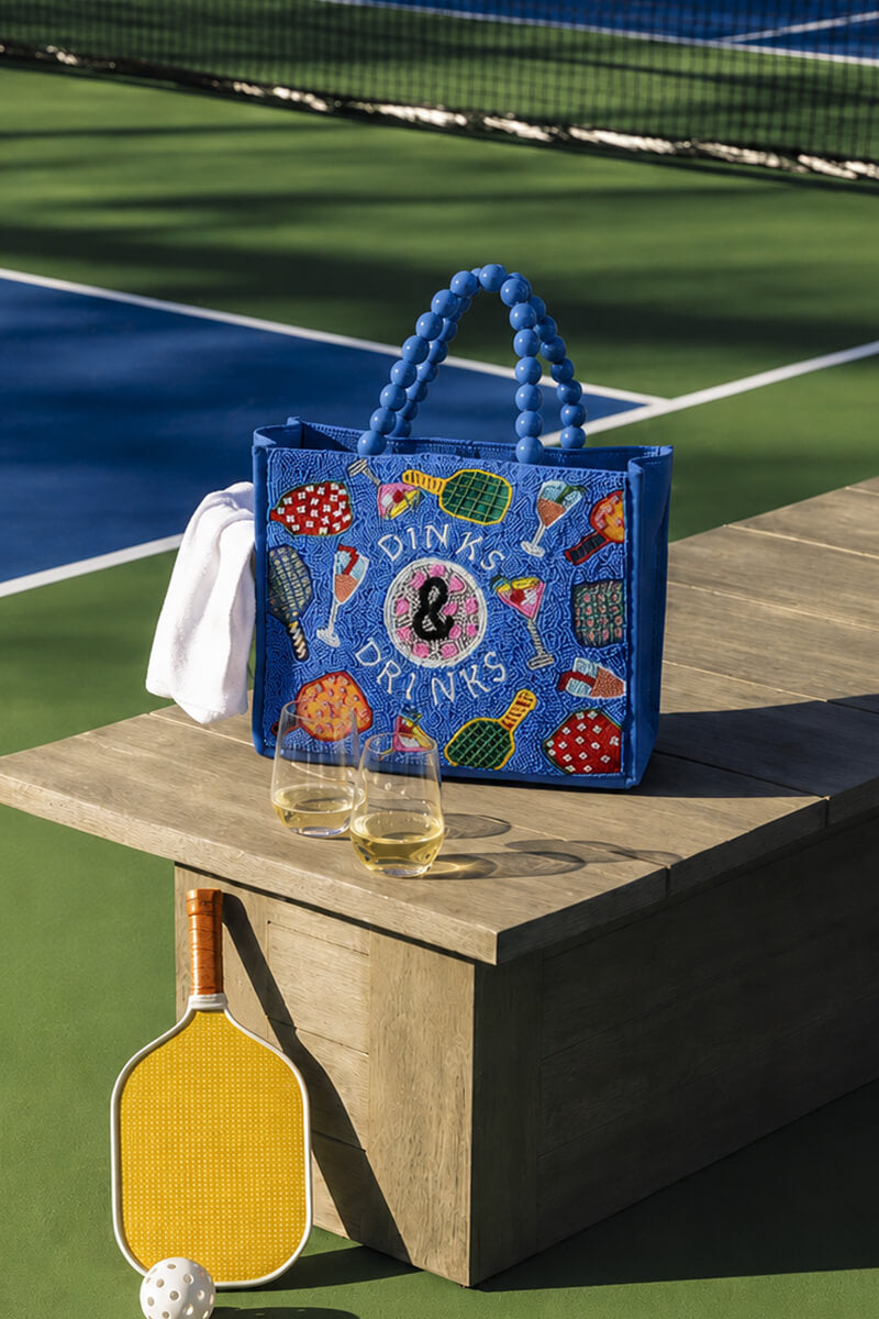 Dinks & Drinks Fully Hand-Beaded Large Statement Tote | view 1