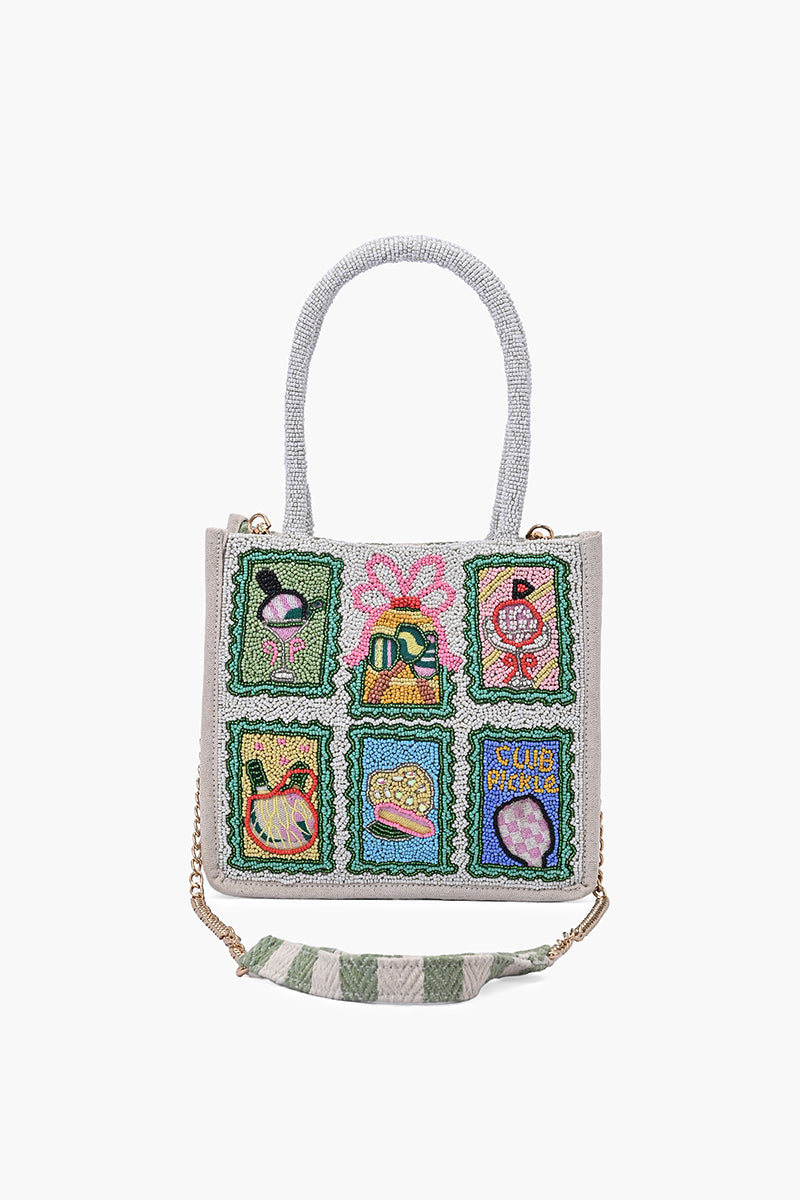 Pickleball Petite Hand-Beaded Small Tote | View 6