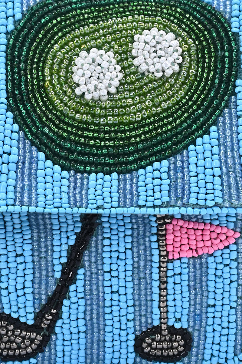 Golf Greens Fully Hand-Beaded Statement Shoulder Bag | View 3