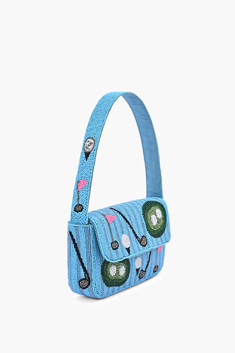 Golf Greens Fully Hand-Beaded Statement Shoulder Bag