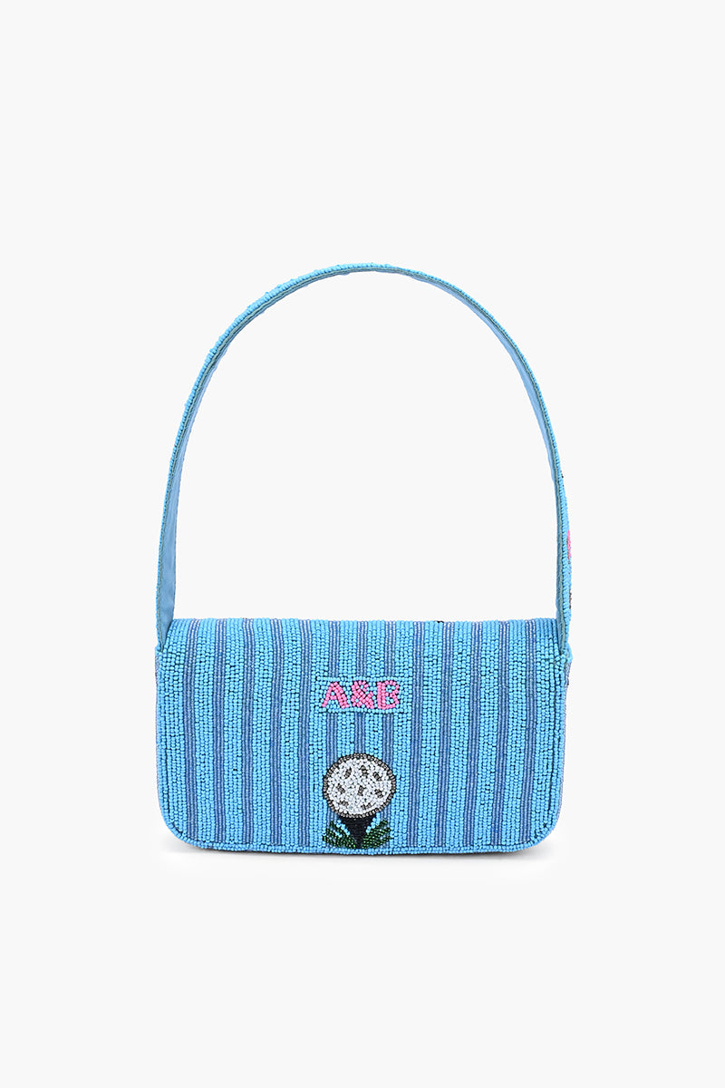 Golf Greens Fully Hand-Beaded Statement Shoulder Bag