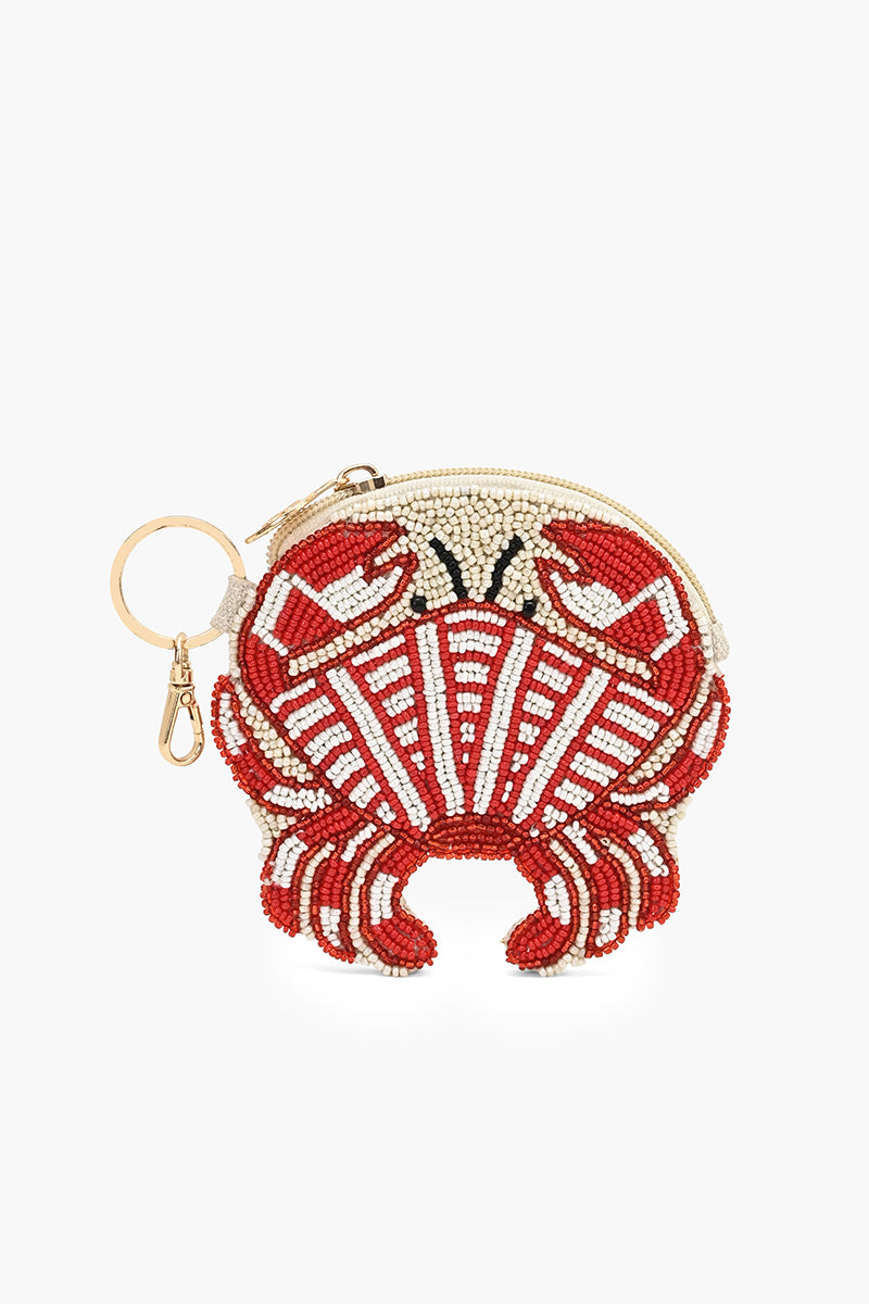 Crimson Crab Beaded Coin Pouch | View 1