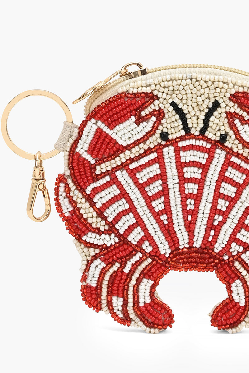 Crimson Crab Beaded Coin Pouch | View 2