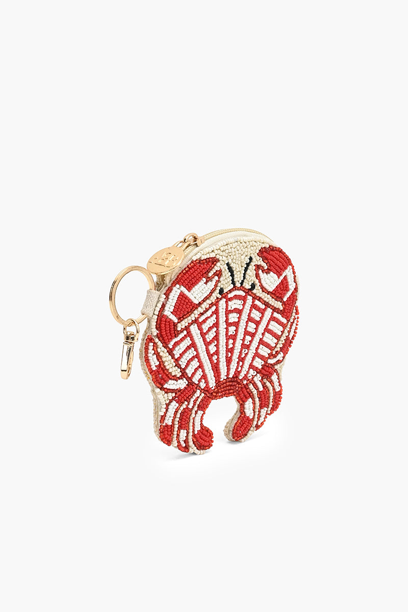 Crimson Crab Beaded Coin Pouch