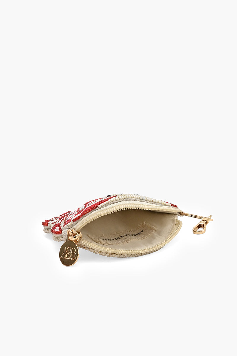 Crimson Crab Beaded Coin Pouch