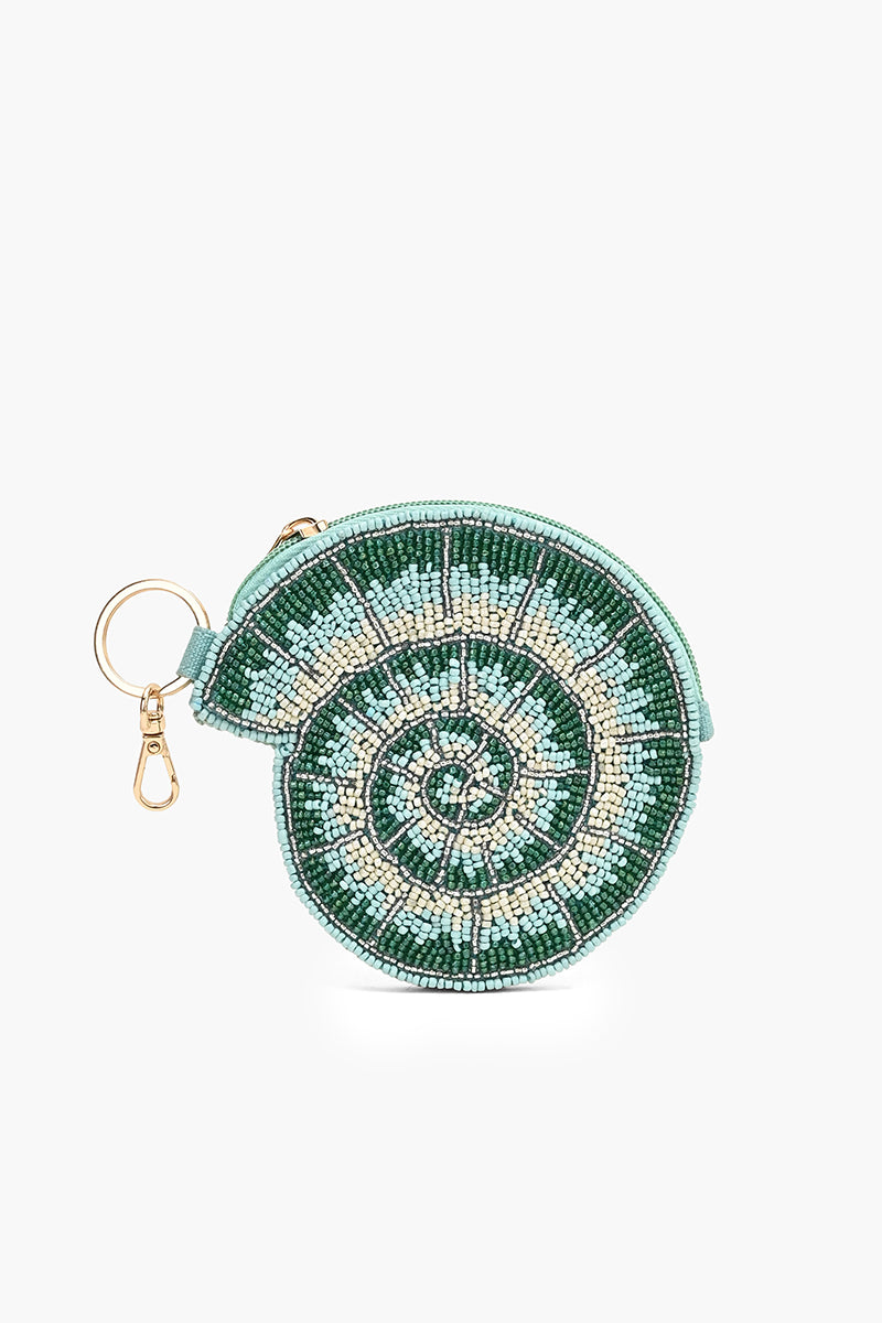 Nautilus Spiral Beaded Coin Pouch