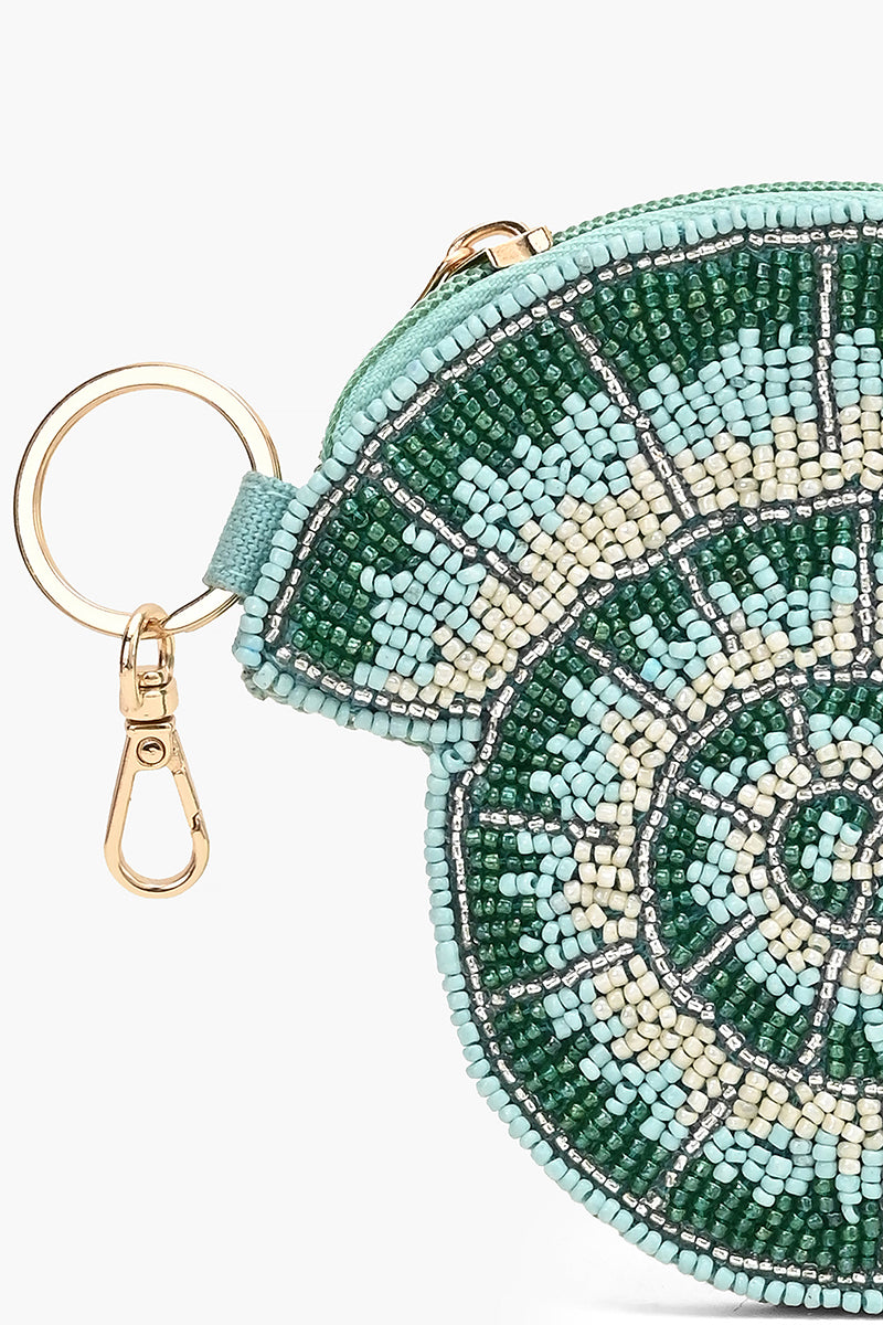 Nautilus Spiral Beaded Coin Pouch
