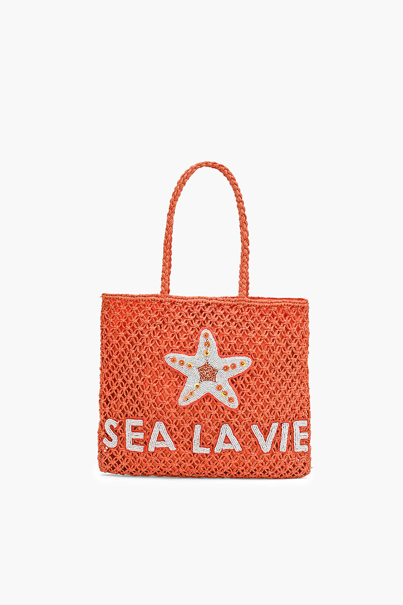 Sea La Vie Coral Raffia Beach Tote | View 2