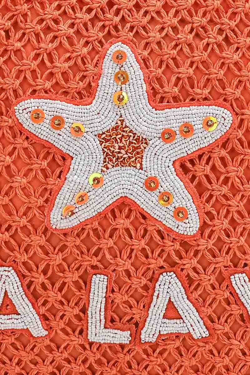 Sea La Vie Coral Raffia Beach Tote | View 3