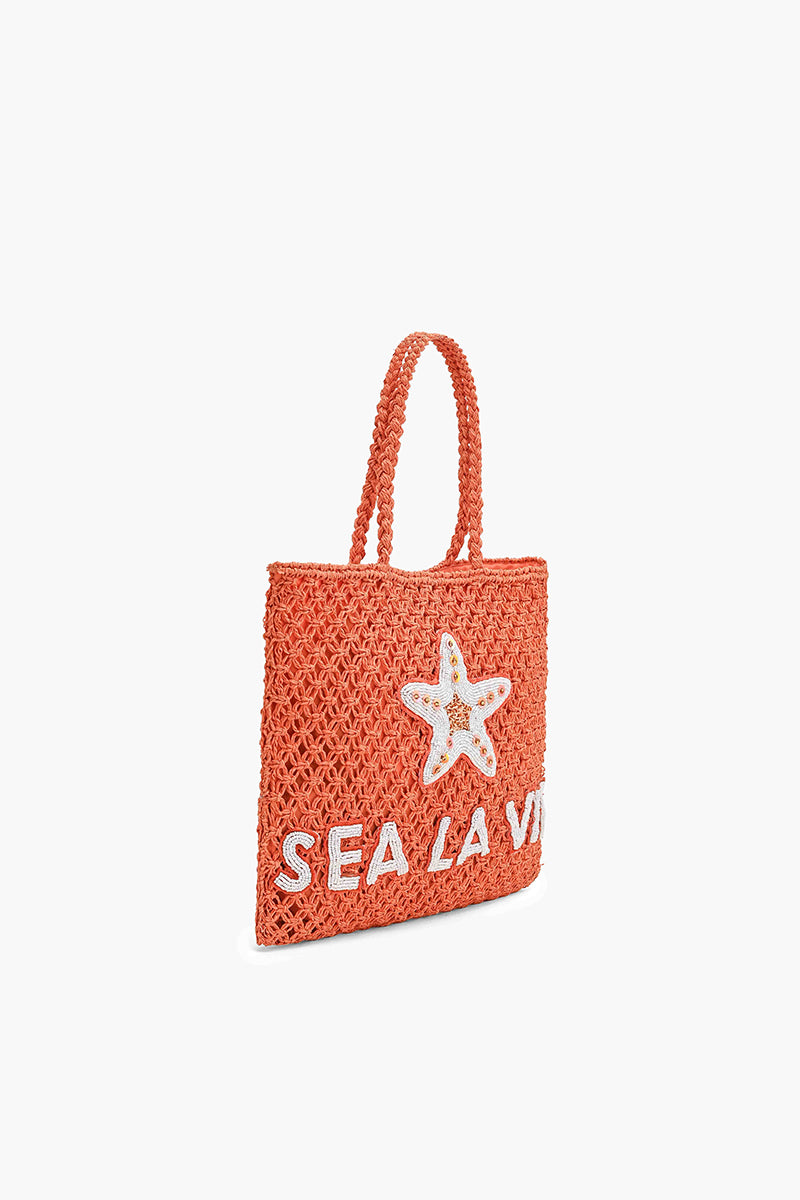 Sea La Vie Coral Raffia Beach Tote