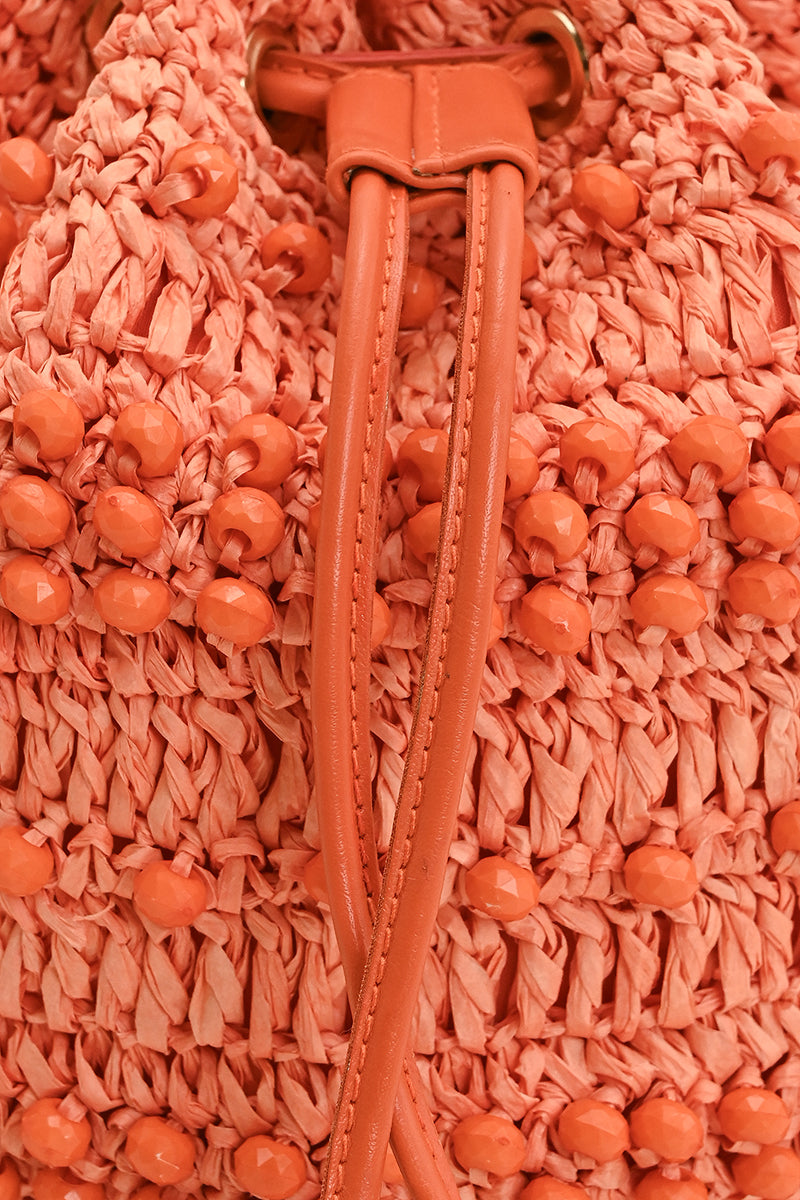 Beaded Horizon Raffia Bucket | View 3