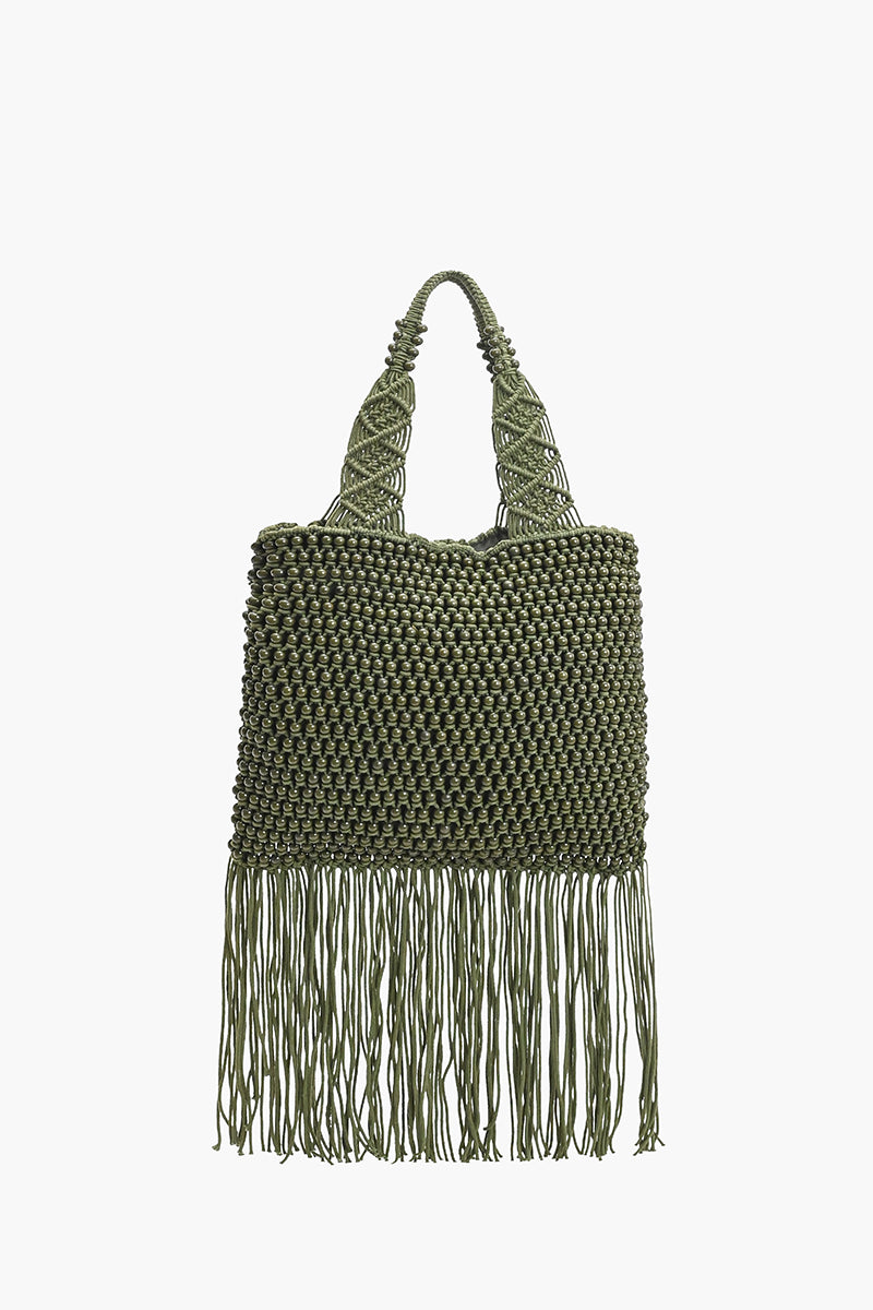 Olive Lattice Fringe Bag | View 2